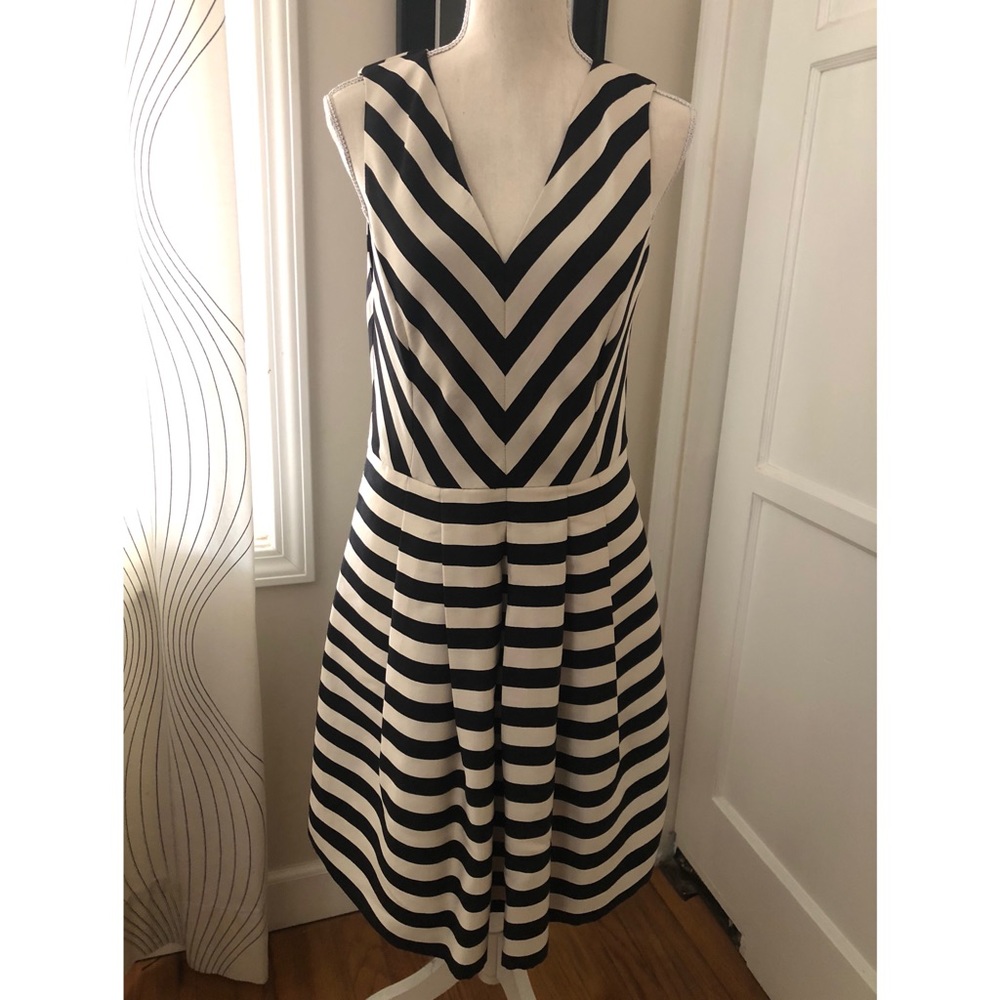 Black & Cream Striped Banana Republic Dress